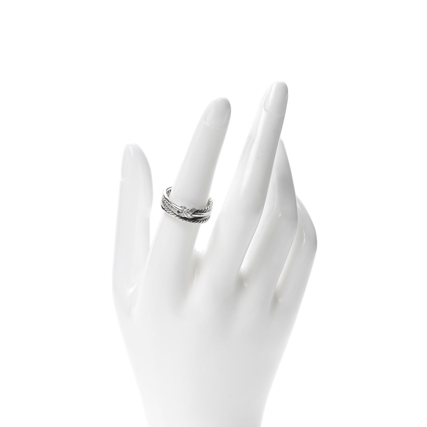 Sterling Silver Diamond X Crossover Ring 54 6.75