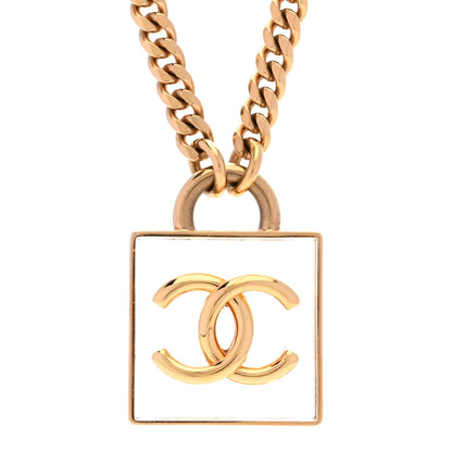 Chanel Metal Resin CC Square Necklace Gold Transparent 4 of 6