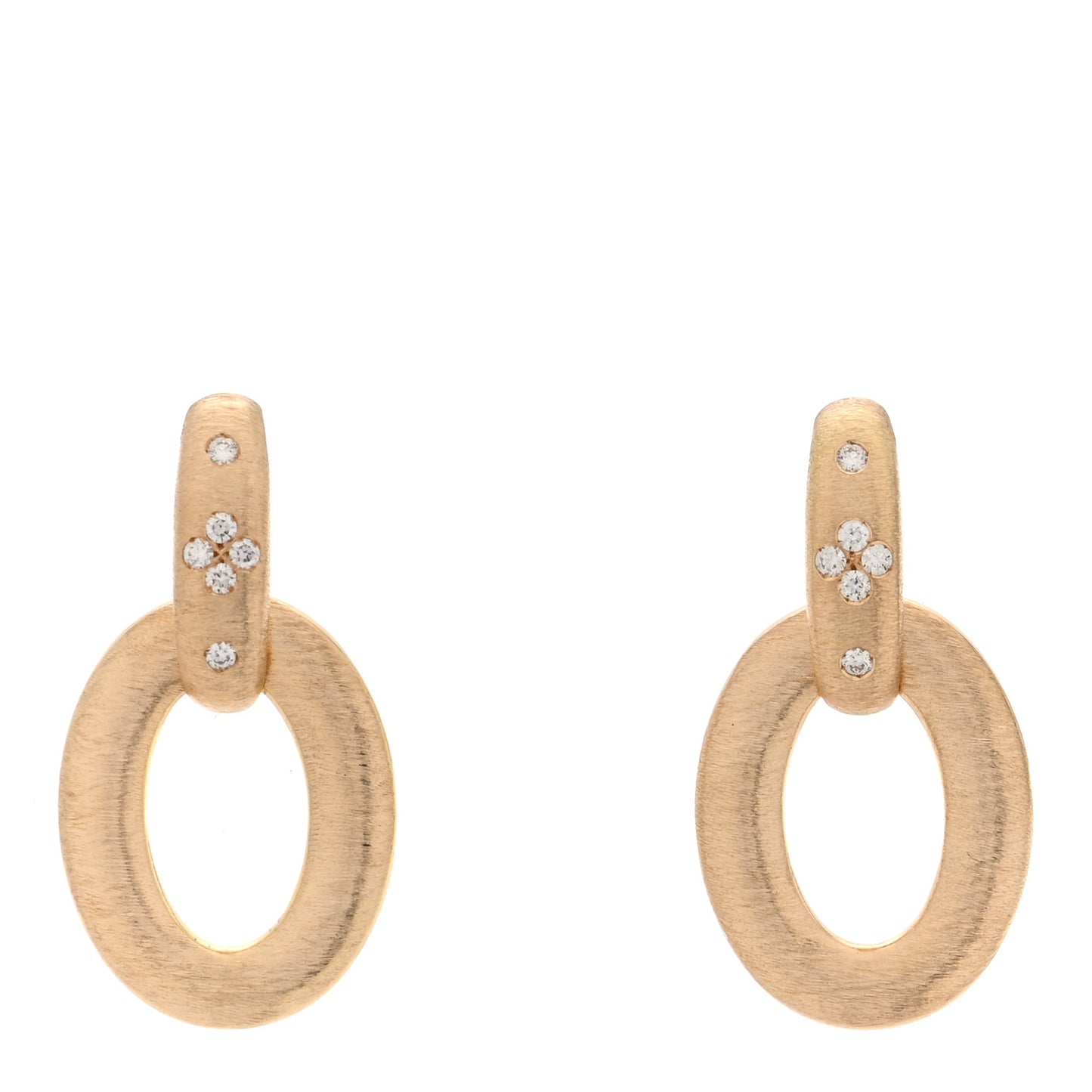 18K Yellow Gold Diamond Duchessa Satin Doorknocker Earrings