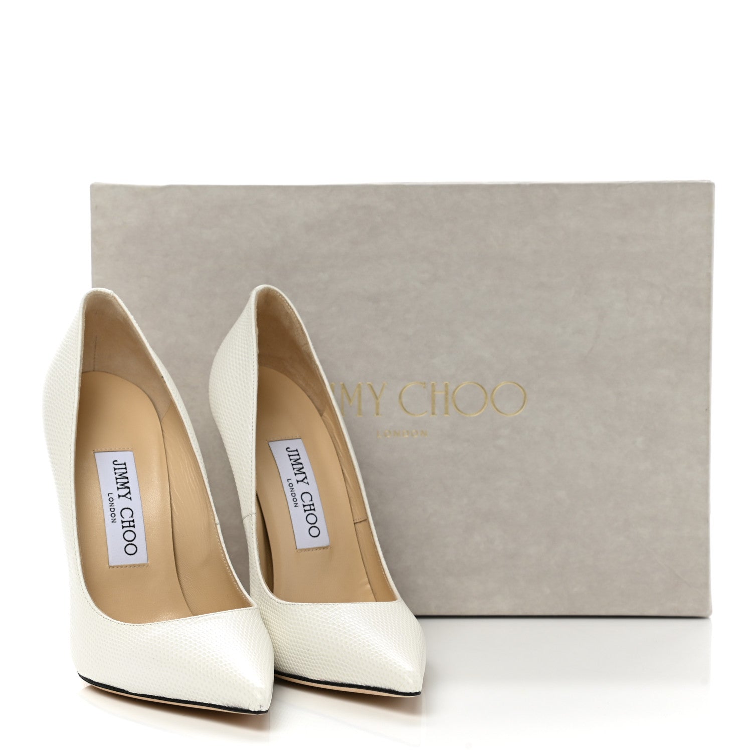 Jimmy Choo Lizard Embossed Anouk 120 Pumps 35.5 Latte 8 of 8