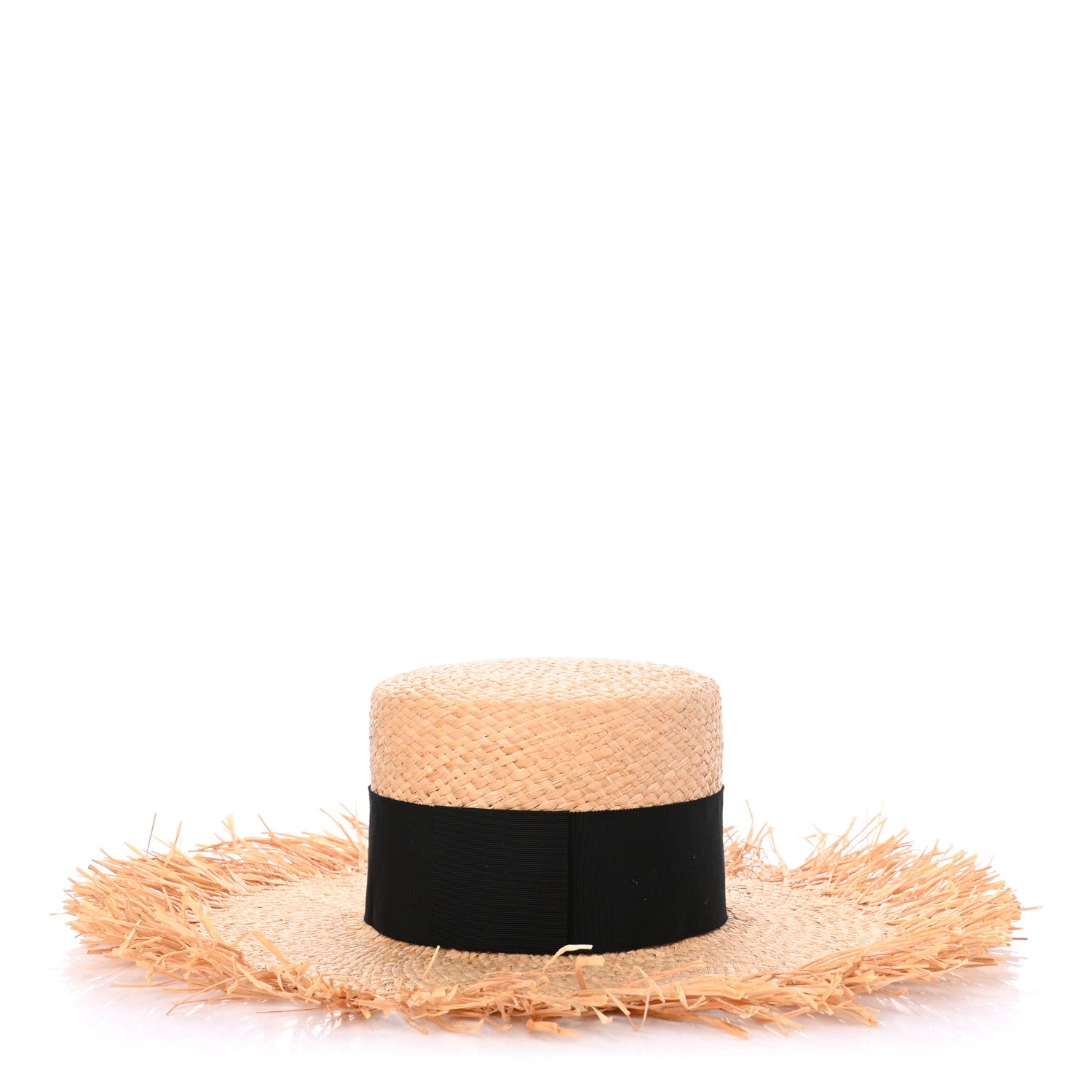 Chanel Raffia Wide Brimmed Hat L Beige Black 6 of 8
