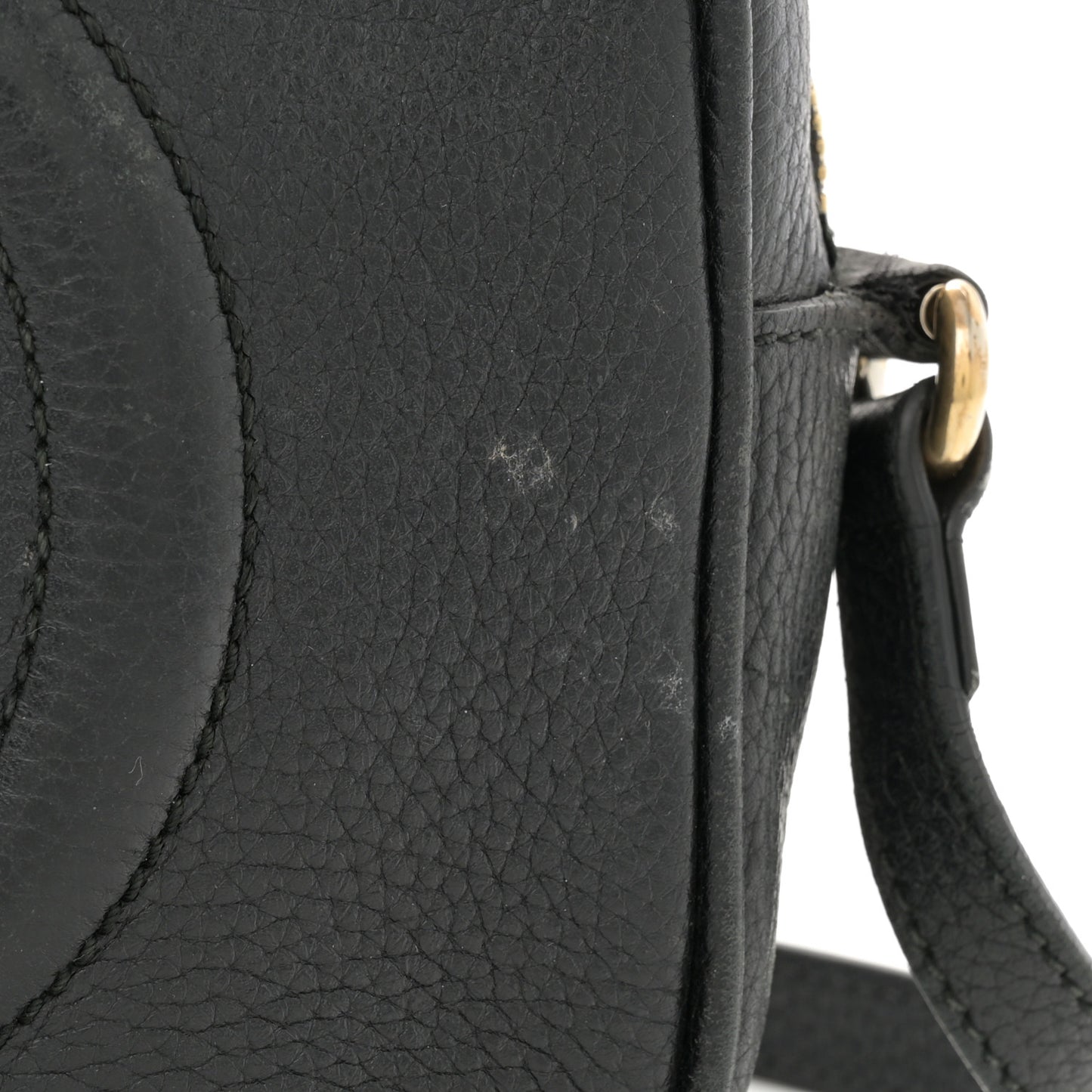 Pebbled Calfskin Small Soho Disco Bag Black