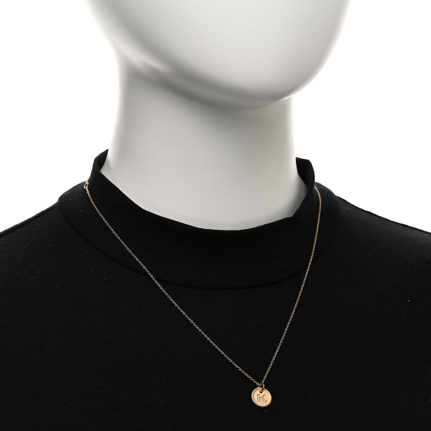 18K Yellow Gold Diamond Initial K Charm Pendant Necklace