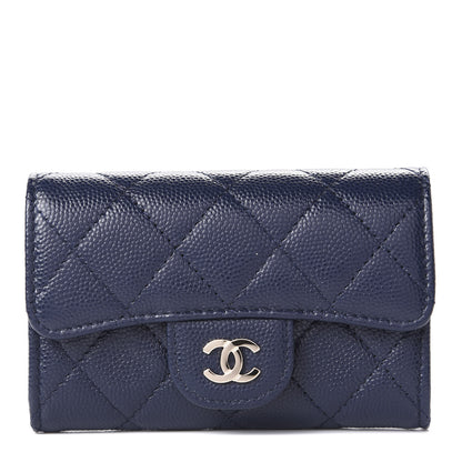 Chanel Caviar Quilted Flap Card Holder Wallet Navy Blue 1 of 11