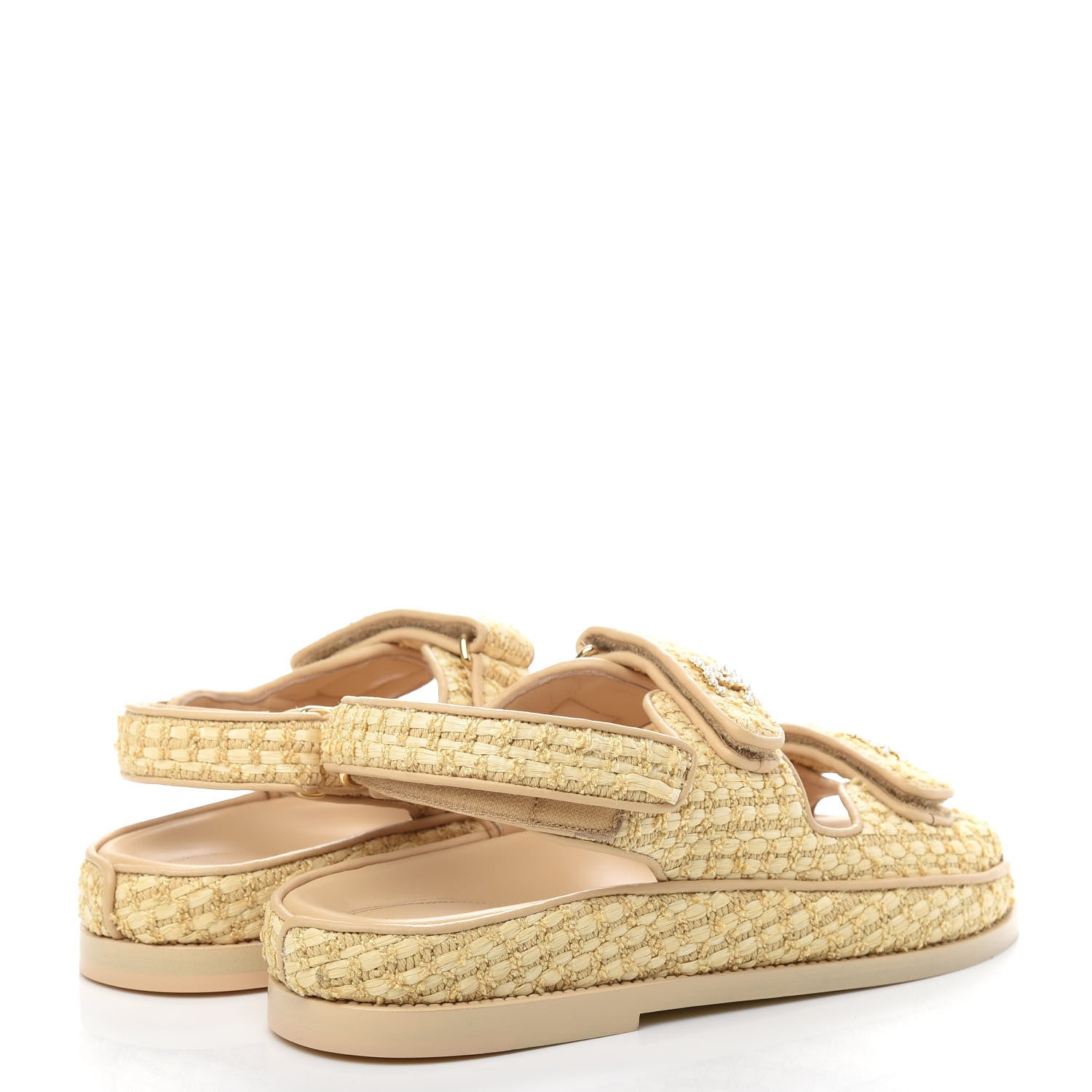 Chanel Braided Fabric Velcro Dad Sandals 39 Beige 4 of 11