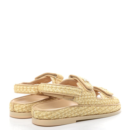 Chanel Braided Fabric Velcro Dad Sandals 39 Beige 4 of 11
