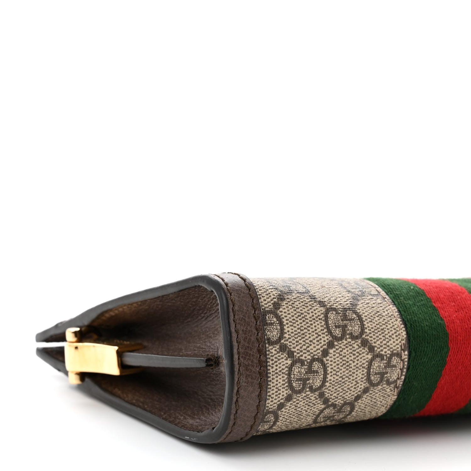 Gucci GG Supreme Monogram Textured Dollar Calfskin Web Mini Ophidia Chain Shoulder Bag Beige Ebony New Acero 9 of 12