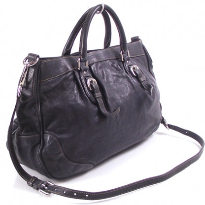 Prada Leather Buckles Tote Blue 3 of 11