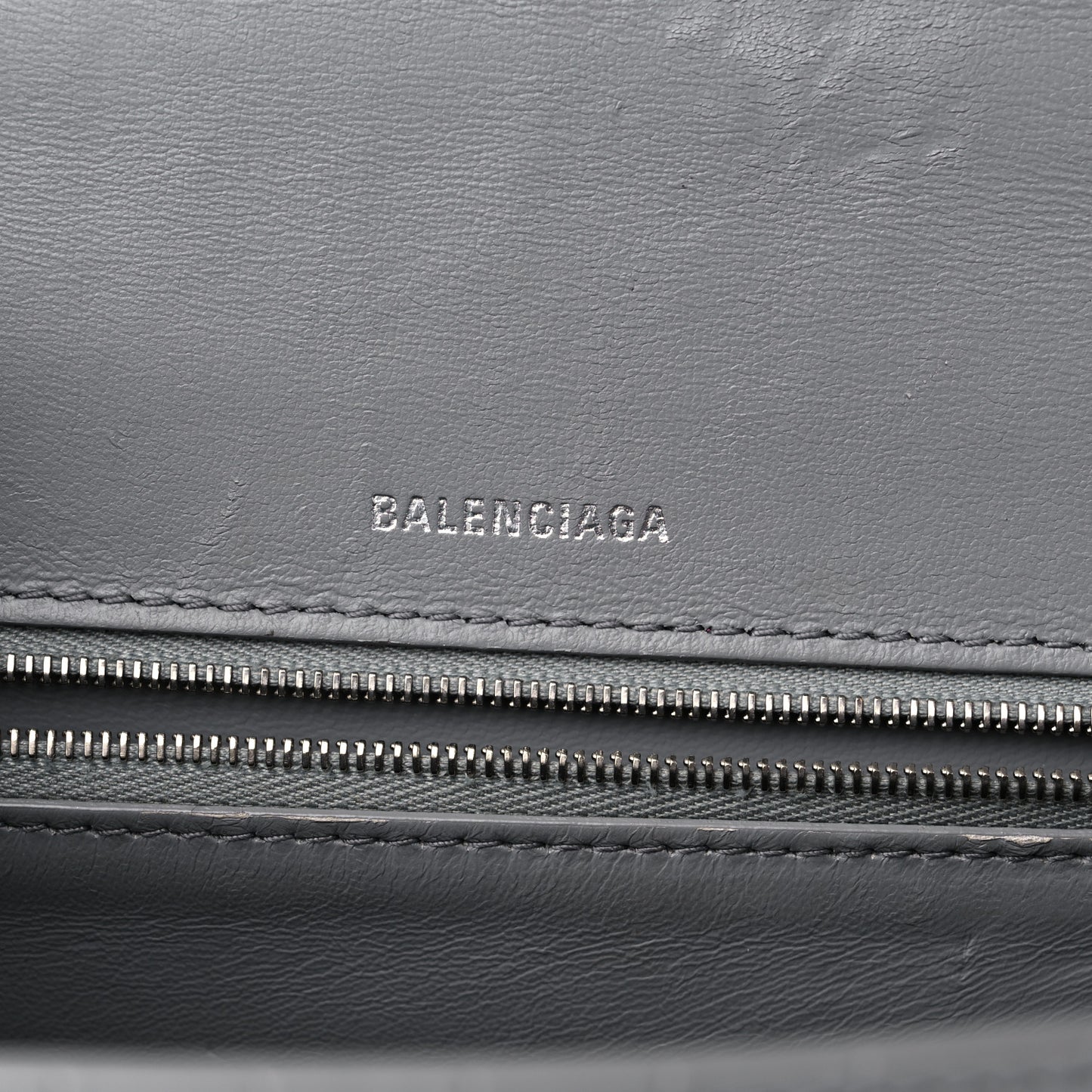 Shiny Calfskin Crocodile Embossed Medium Hourglass Top Handle Bag Balenciaga Grey