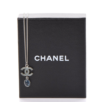 Chanel Resin CC Drop Necklace Silver Blue 6 of 6