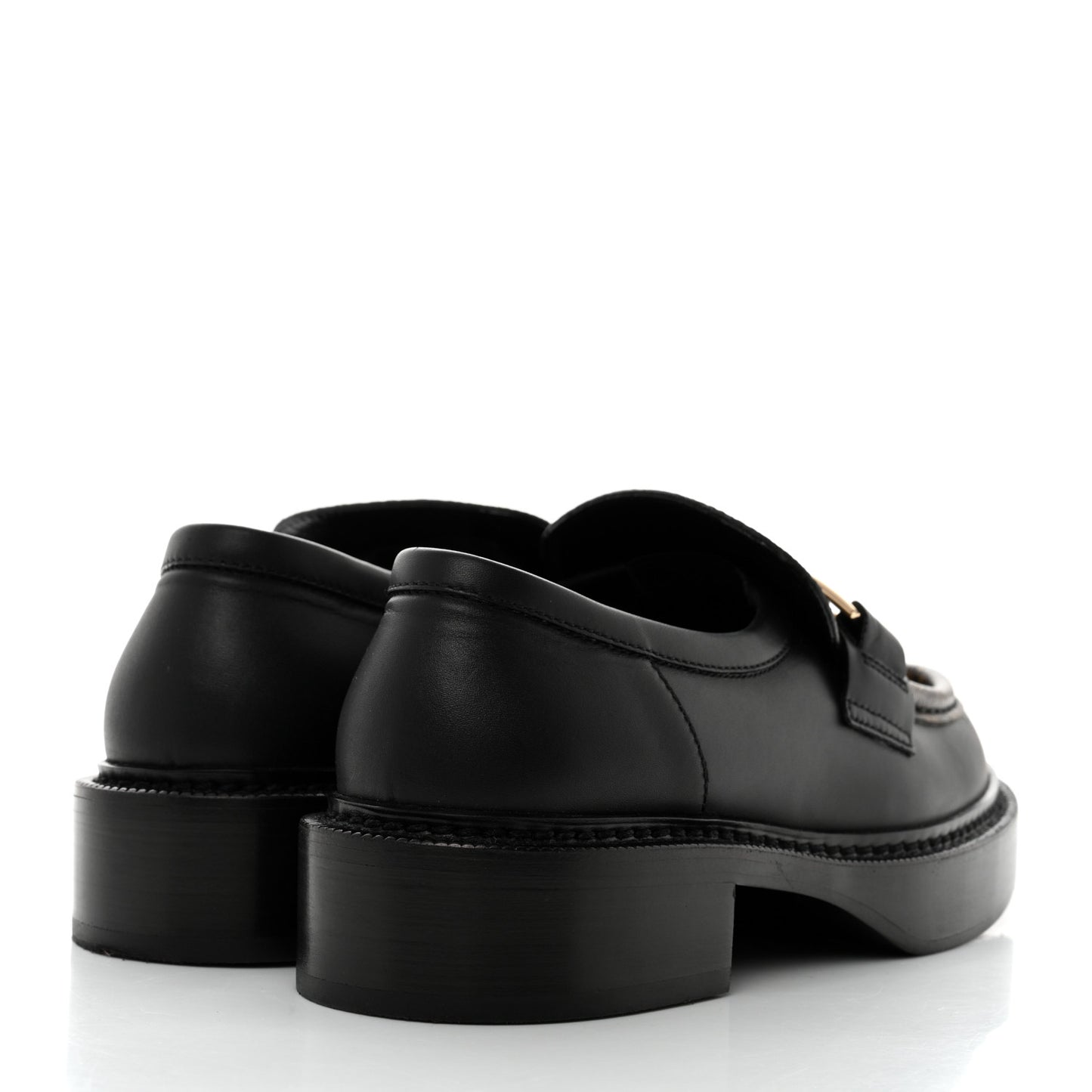 Monogram Calfskin Academy Loafers 36 Black