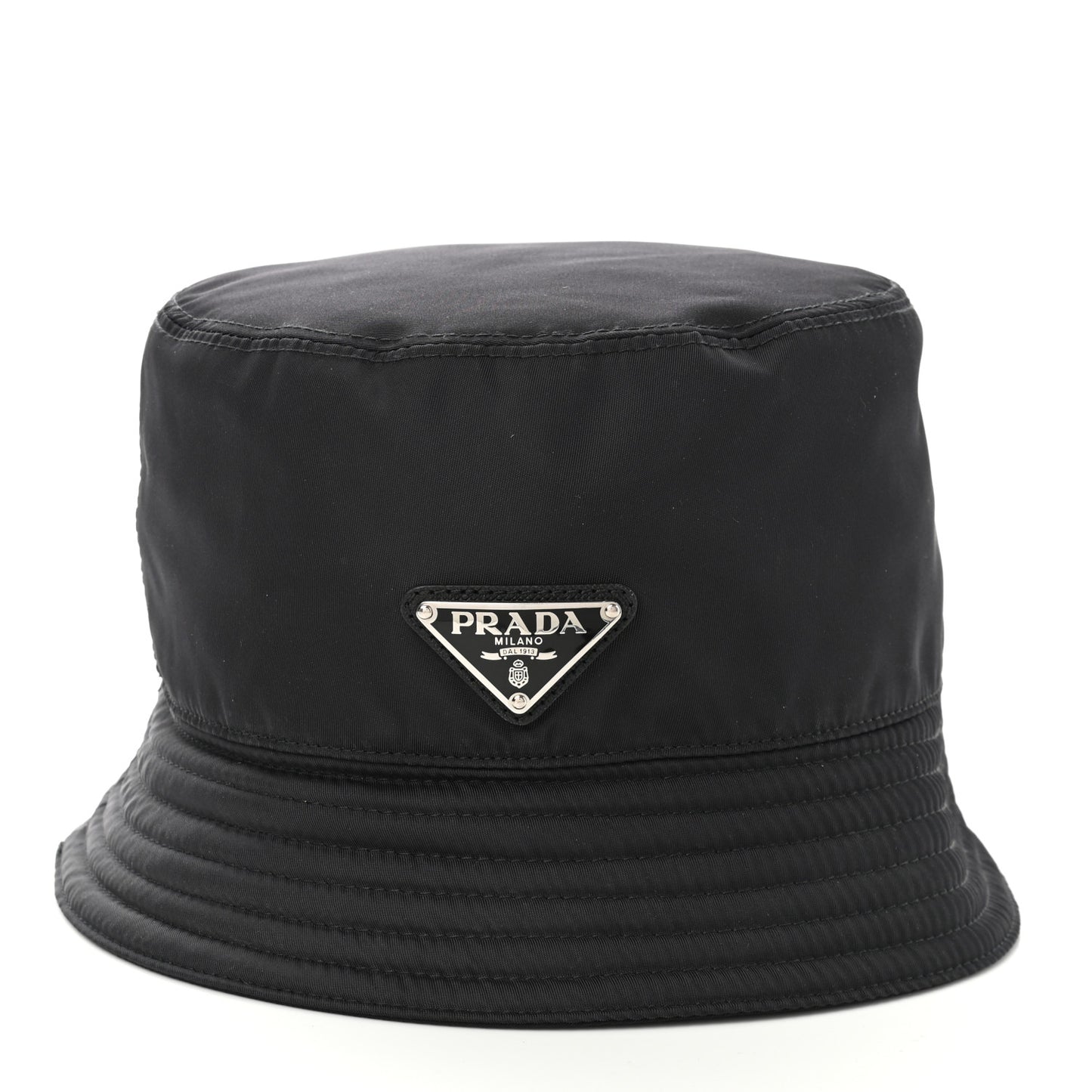 Re-Nylon Metal Triangle Logo Womens Bucket Hat L Black