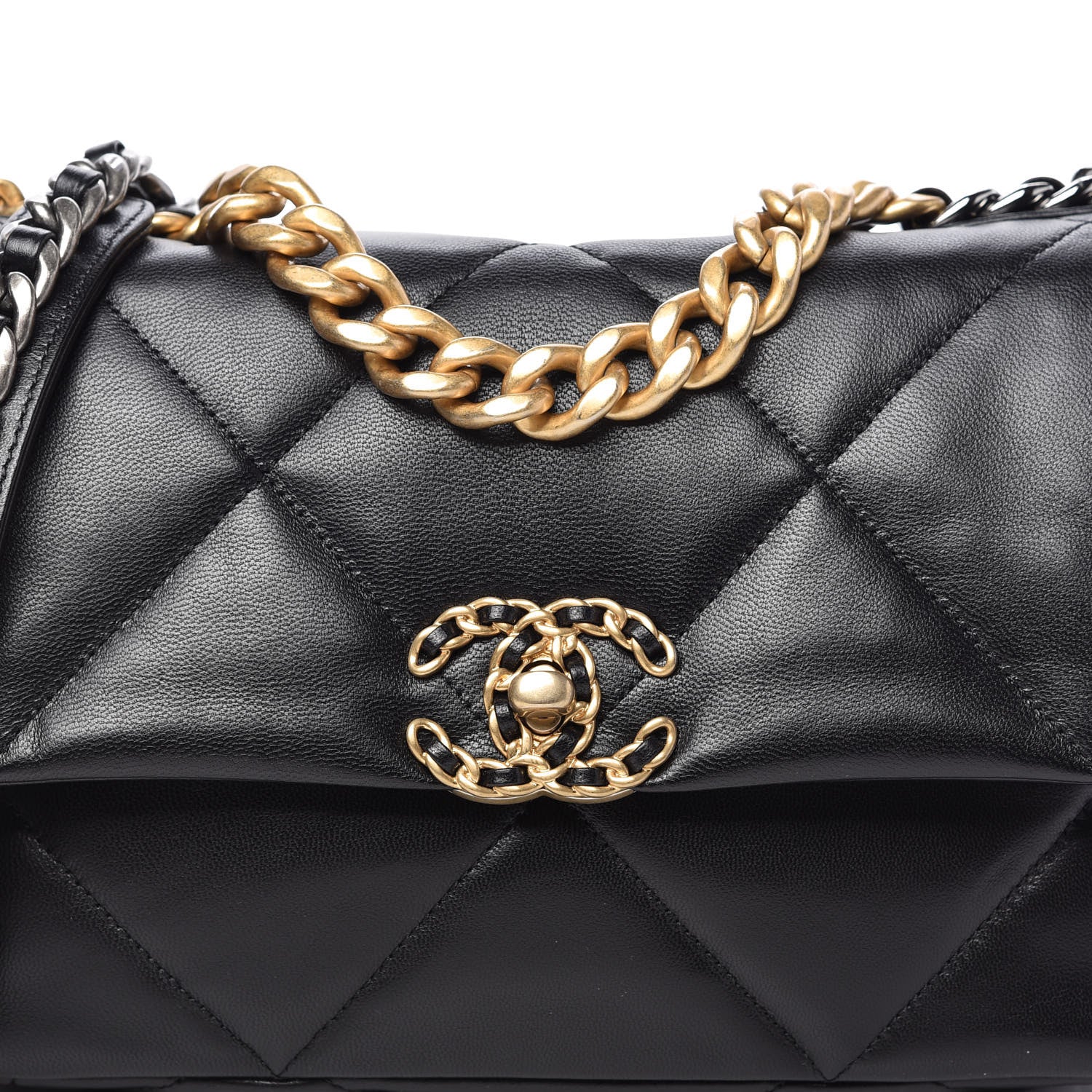 Chanel Shiny Goatskin Quilted Medium Chanel 19 Flap Black 10 of 11
