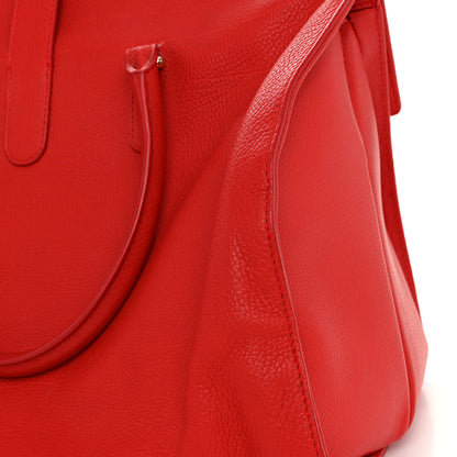 Balenciaga Grained Calfskin M Tube Round Tote Rouge Coquelicot 13 of 13