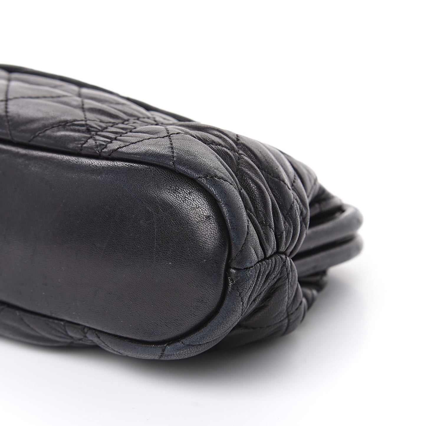 Lambskin Quilted Sharpei Frame Tote Black