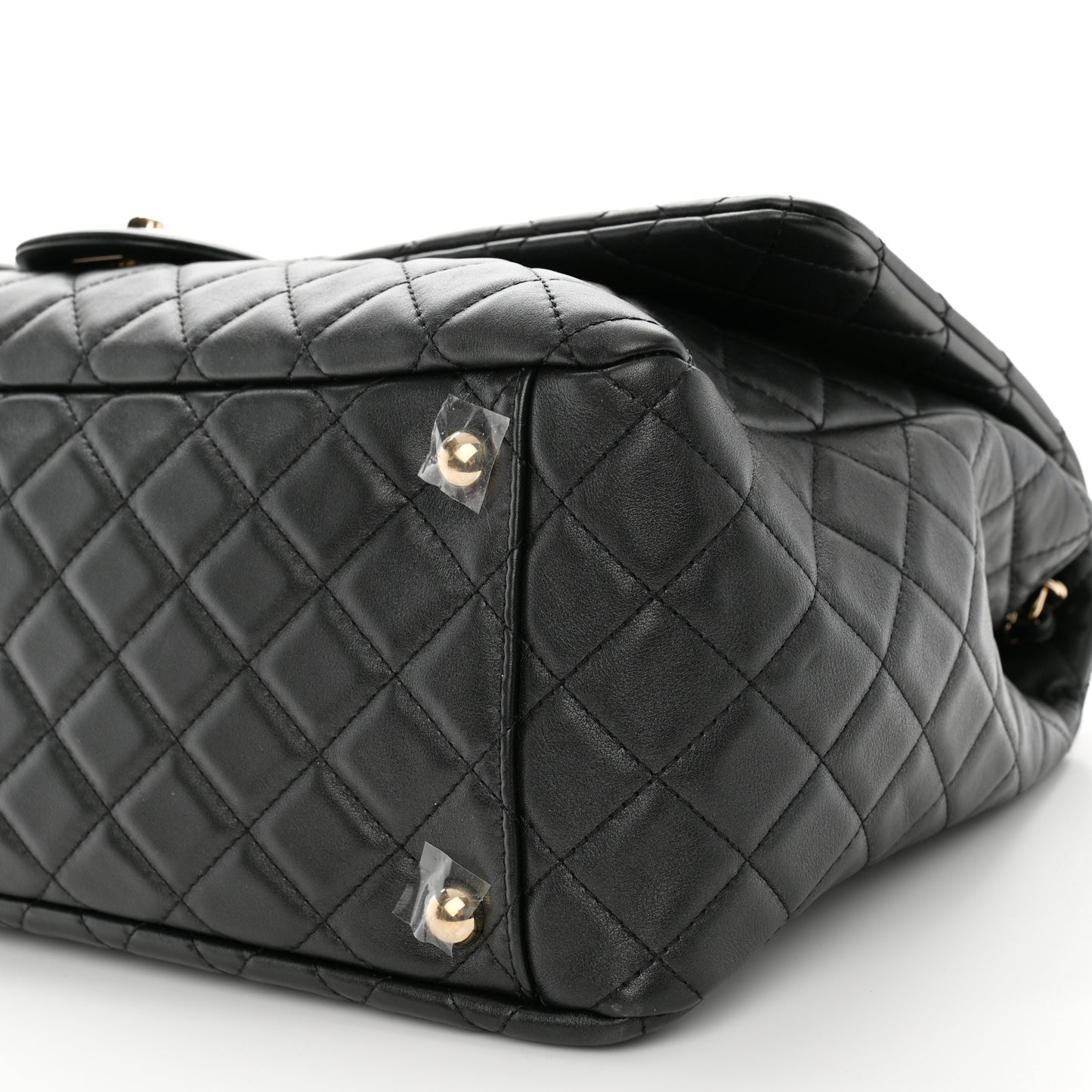 Calfskin Quilted XXL Travel Flap Bag Black