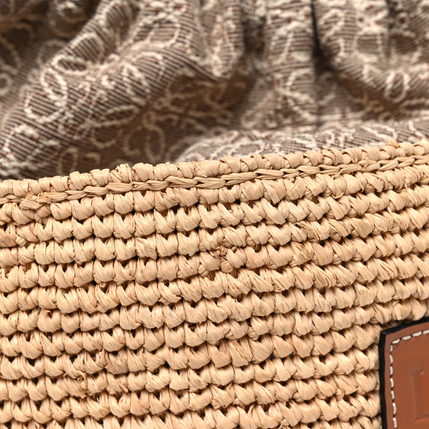 Loewe Calfskin Raffia Anagram Paulas Ibiza Pochette Bag Natural Tan 8 of 10