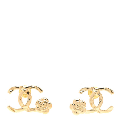 Chanel Metal Camellia CC Earrings Gold 1 of 5