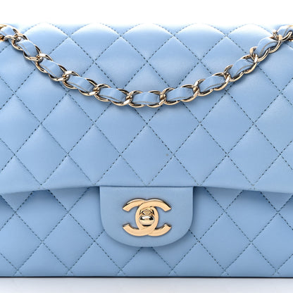 Chanel Lambskin Quilted Medium Double Flap Light Blue 8 of 14