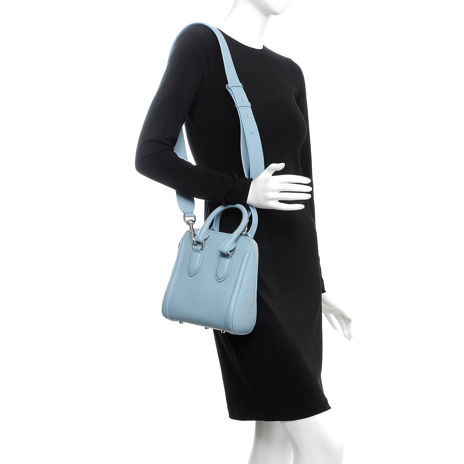 Alexander McQueen Calfskin Mini Heroine Light Blue 2 of 13
