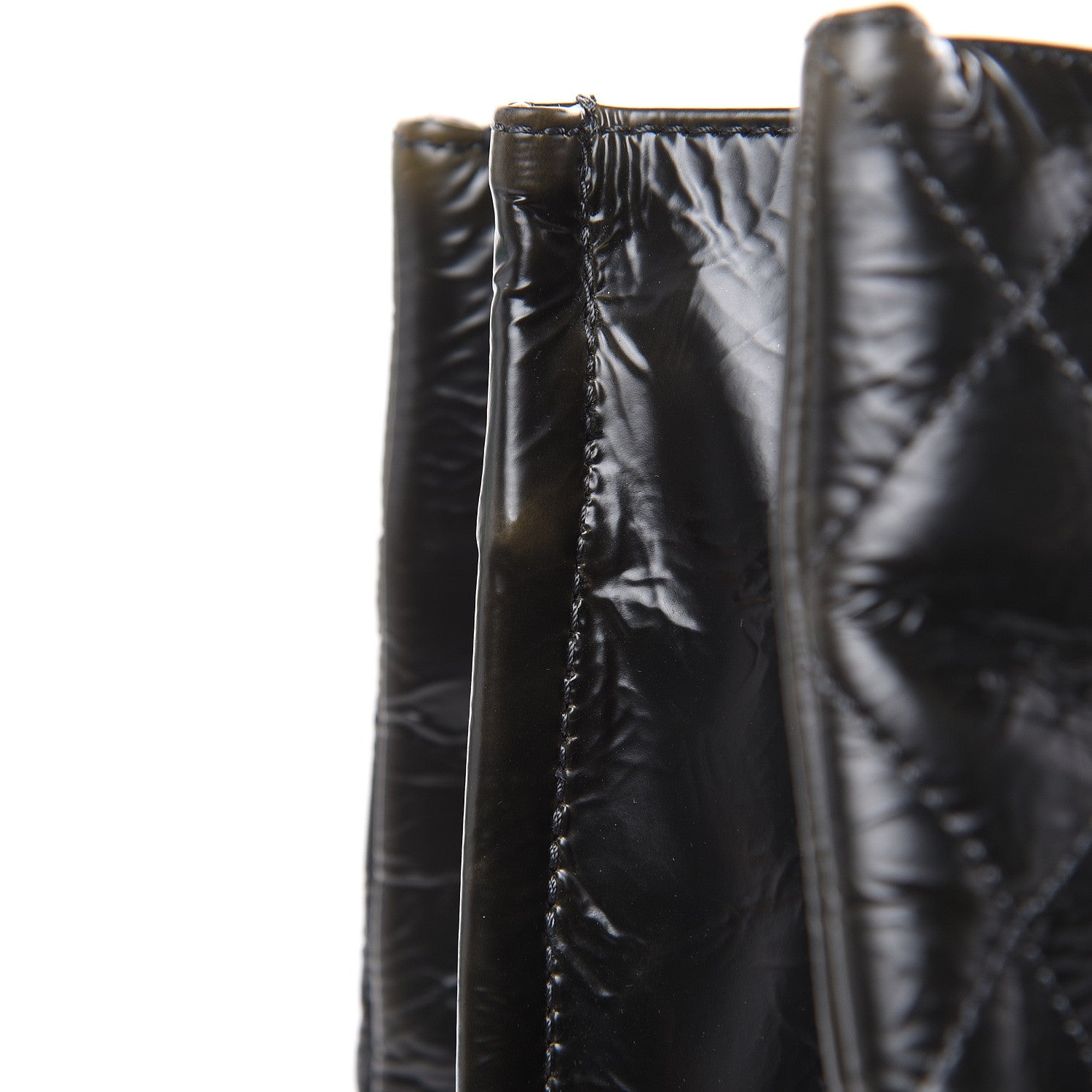 Chanel Aged Glazed Nylon Quilted Shopping Tote Dark Grey 14 of 23