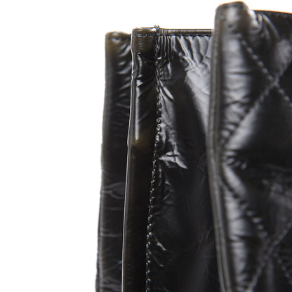 Chanel Aged Glazed Nylon Quilted Shopping Tote Dark Grey 14 of 23
