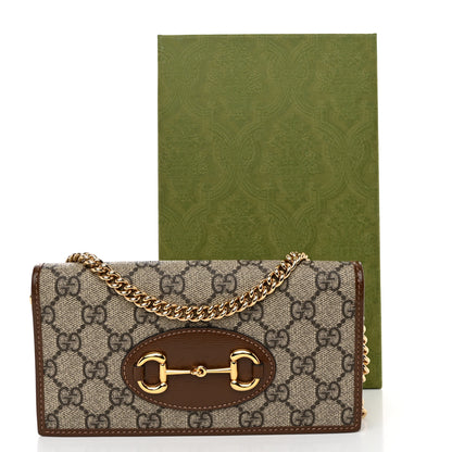 Gucci GG Supreme Monogram Azalea Calfskin Horsebit 1955 Wallet On Chain Beige Ebony Brown Sugar 11 of 11