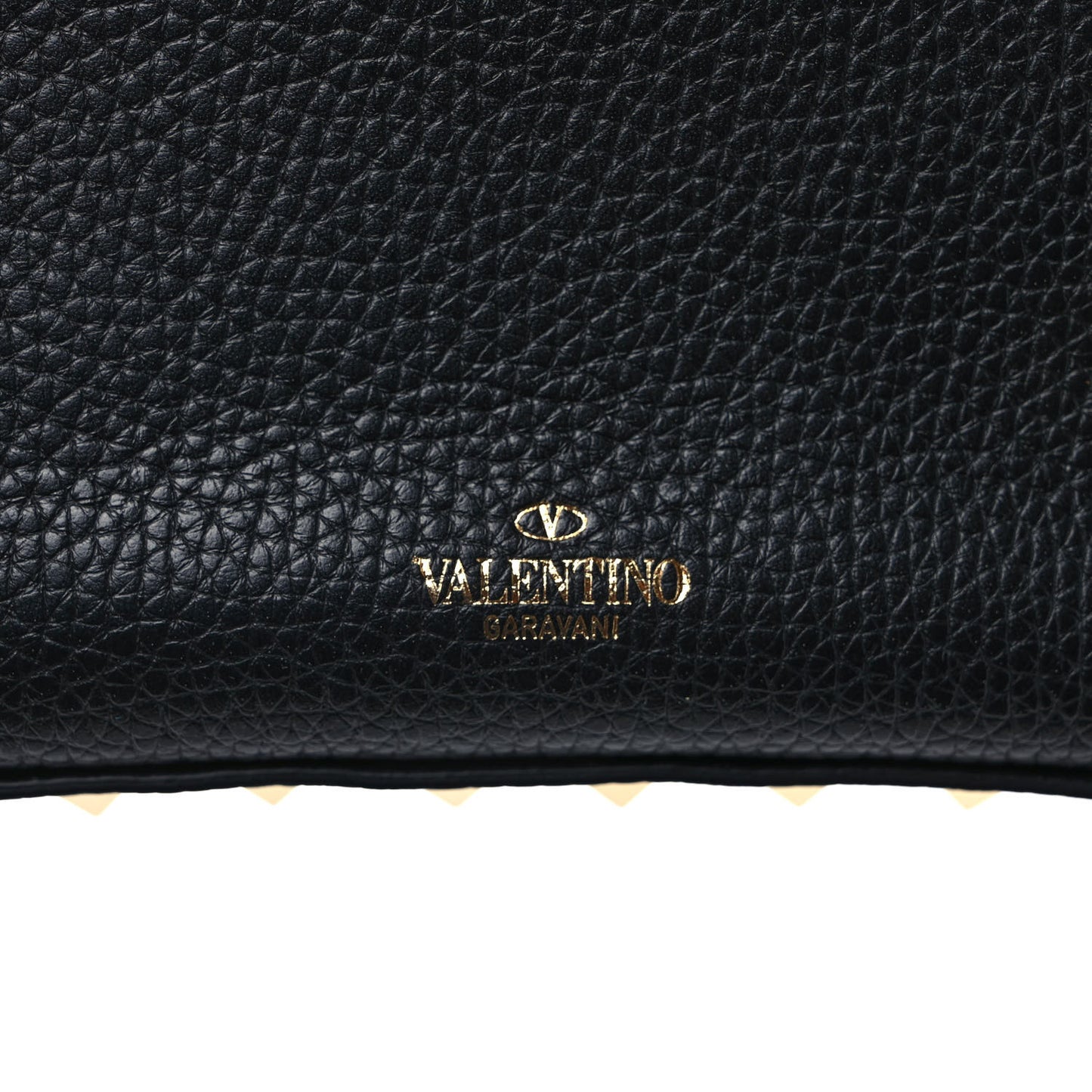 Grainy Calfskin Rockstud Crossbody Pouch Black