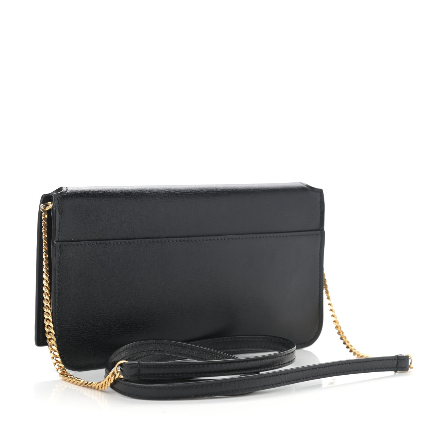 Saint Laurent Calfskin Monogram Cassandre Phone Holder With Strap Black 3 of 9