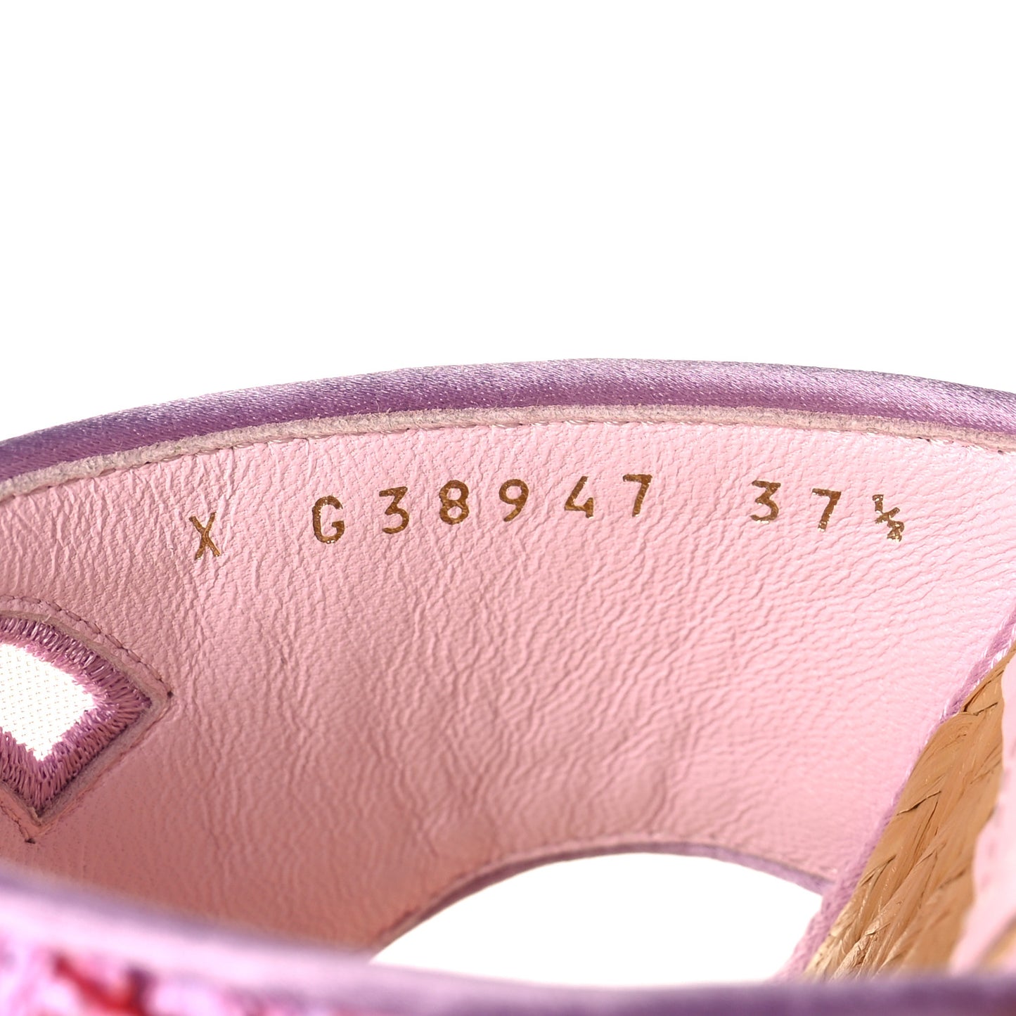 Tweed Mesh Satin CC Thong Sandals 37.5 Light Purple Pink Red