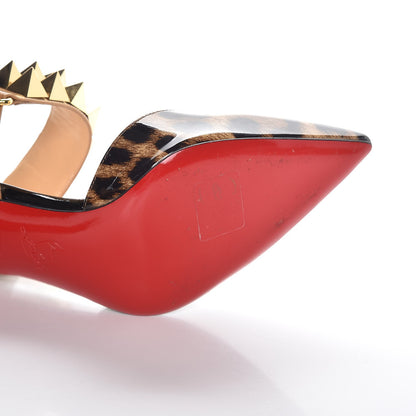 Christian Louboutin Patent Leopard Printed Studded Ziggoo Pumps 38 Nude 10 of 12
