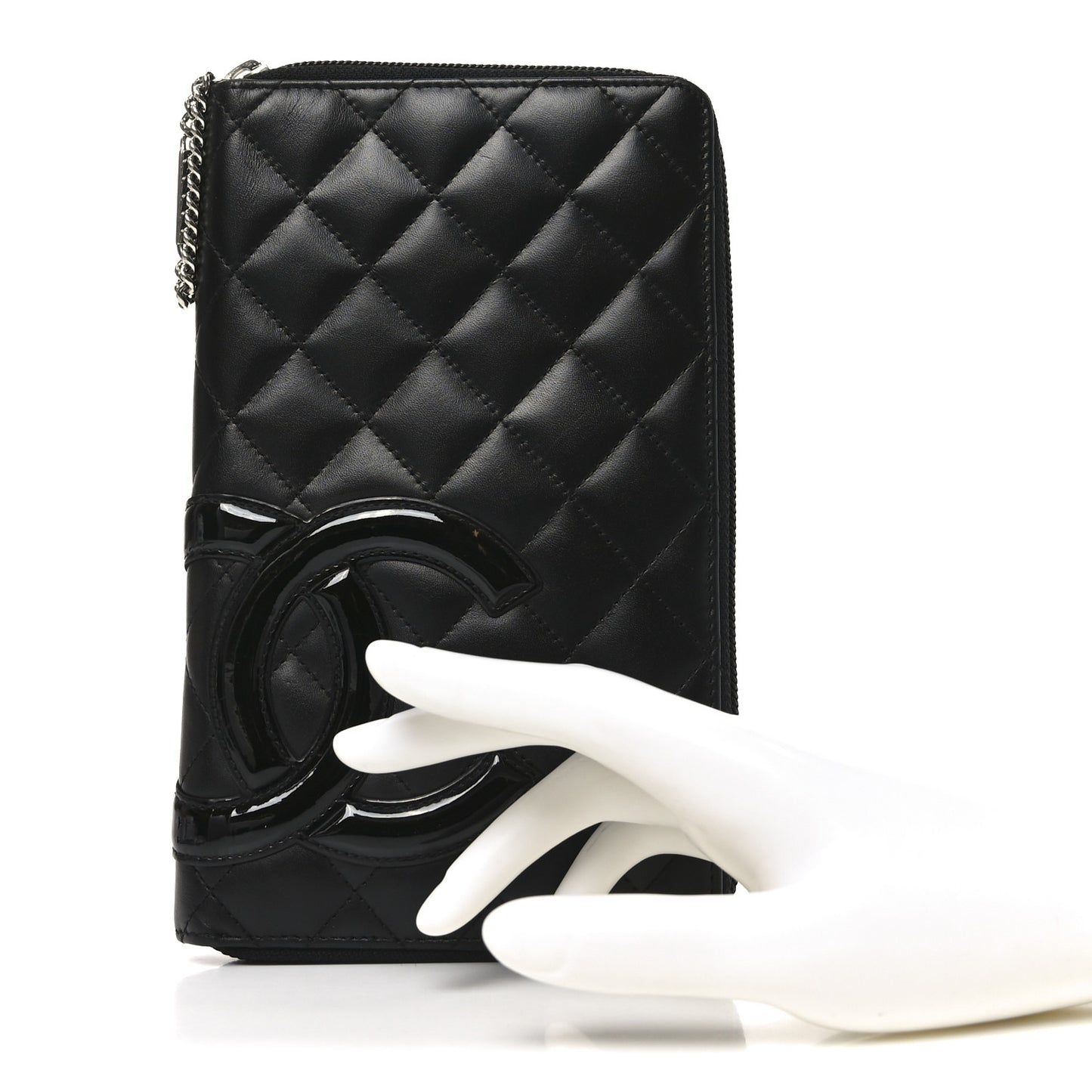 Calfskin Cambon Zip Around Organizer Wallet Black