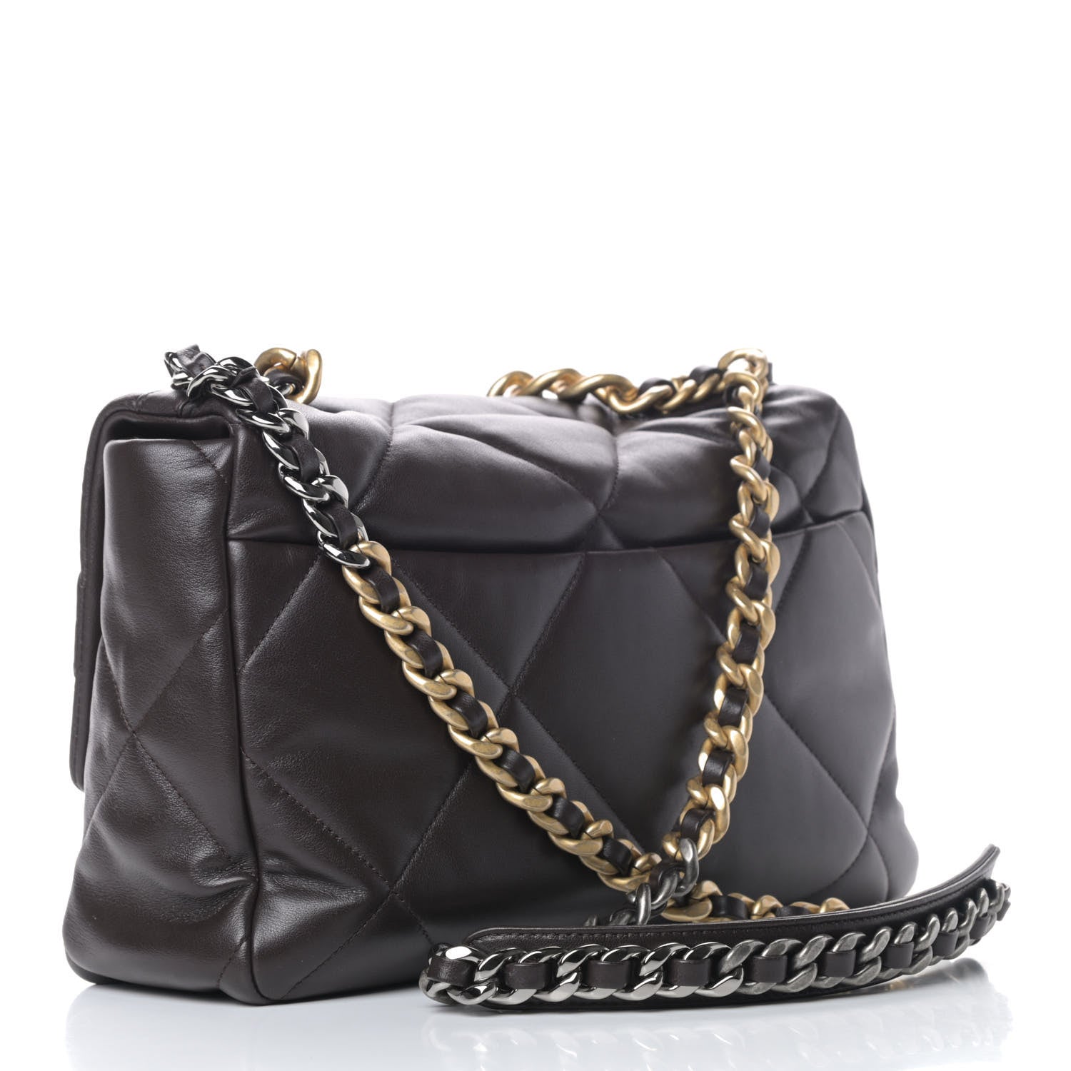 Chanel Lambskin Quilted Large Chanel 19 Flap Dark Brown 2 of 5