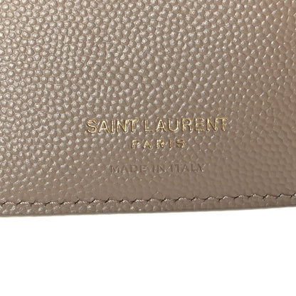 Saint Laurent Grain De Poudre Matelasse Chevron Monogram Zipped Two-Part Wallet Dark Beige 6 of 7