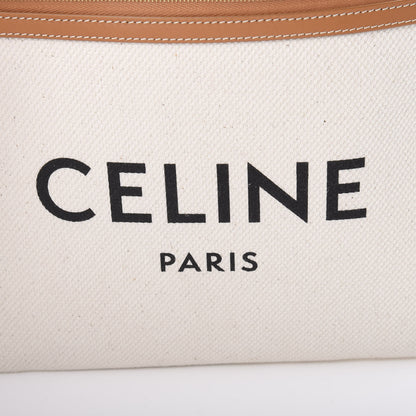 Celine Cotton Canvas Calfskin Logo Large Pouch Natural 6 of 7