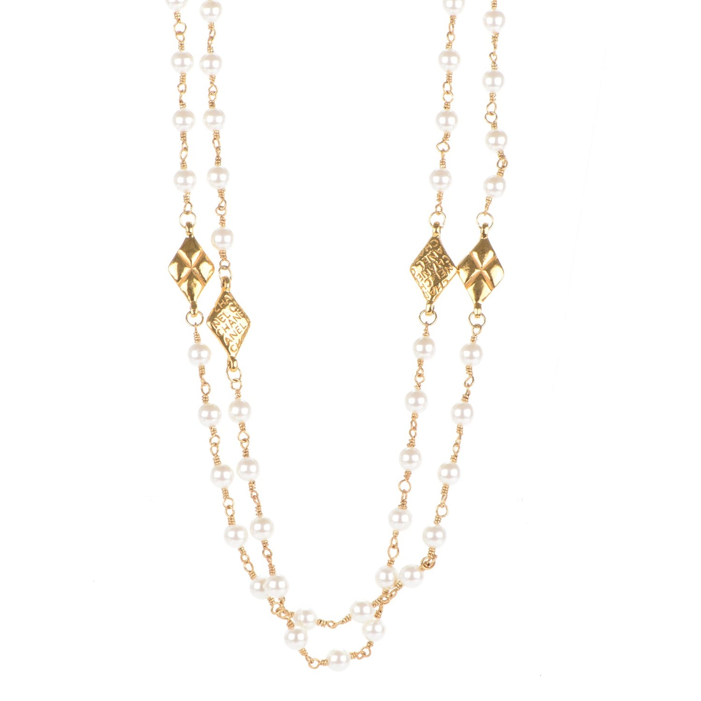 Pearl Long Necklace Gold