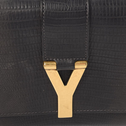 Saint Laurent Lizard Calfskin Embossed Classic Y Clutch Black 9 of 14