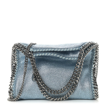 Stella McCartney Metallic Woven Boucle Fold Over Falabella Tote Light Blue 1 of 11