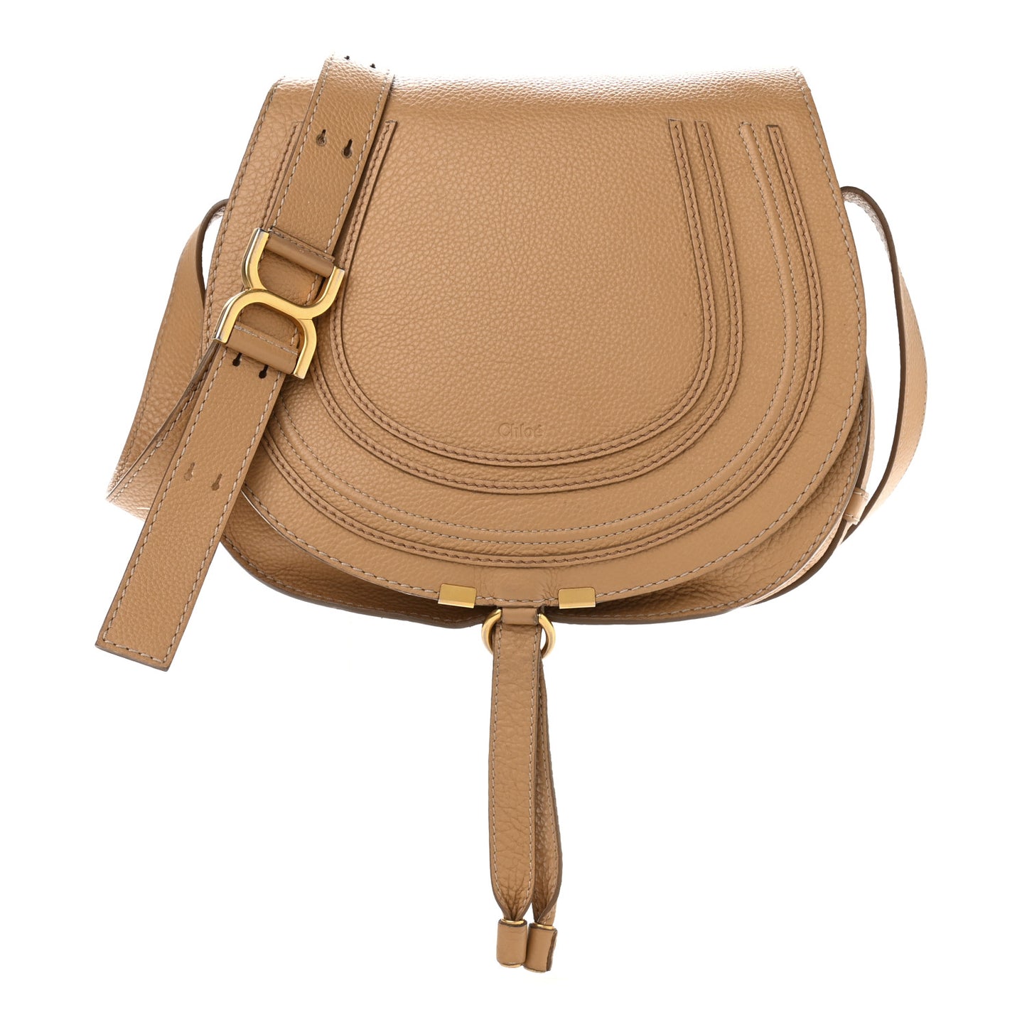 Calfskin Medium Marcie Round Crossbody Bag Milky Coffee