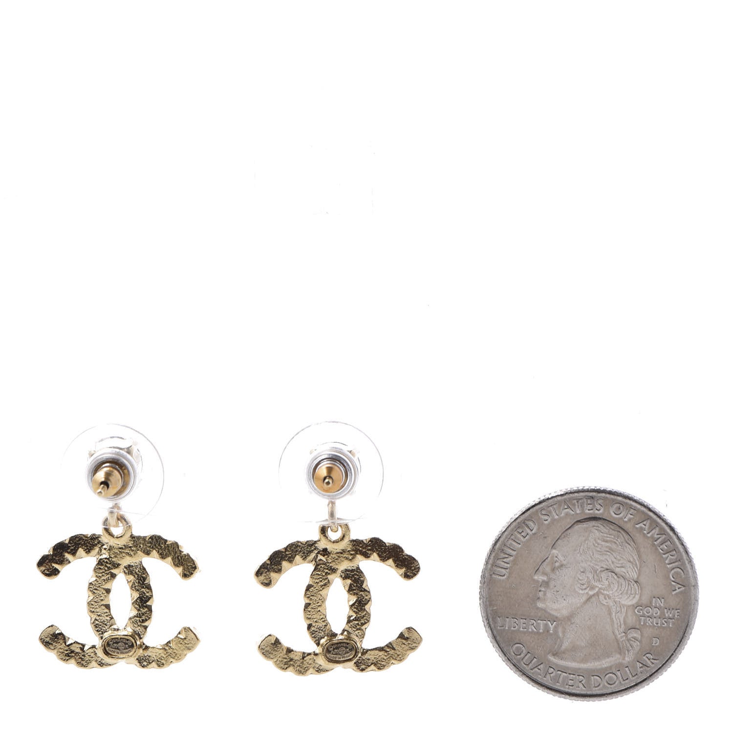 Chanel Resin Crystal Pearl CC Drop Earrings Gold Black 2 of 5
