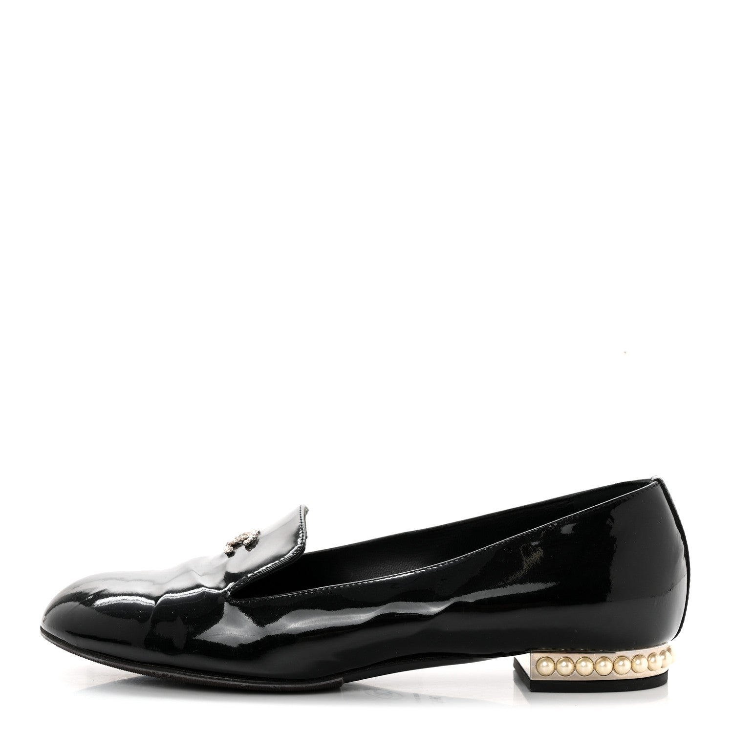 Chanel Patent Calfskin Pearl CC Loafers 36.5 Black 1 of 11