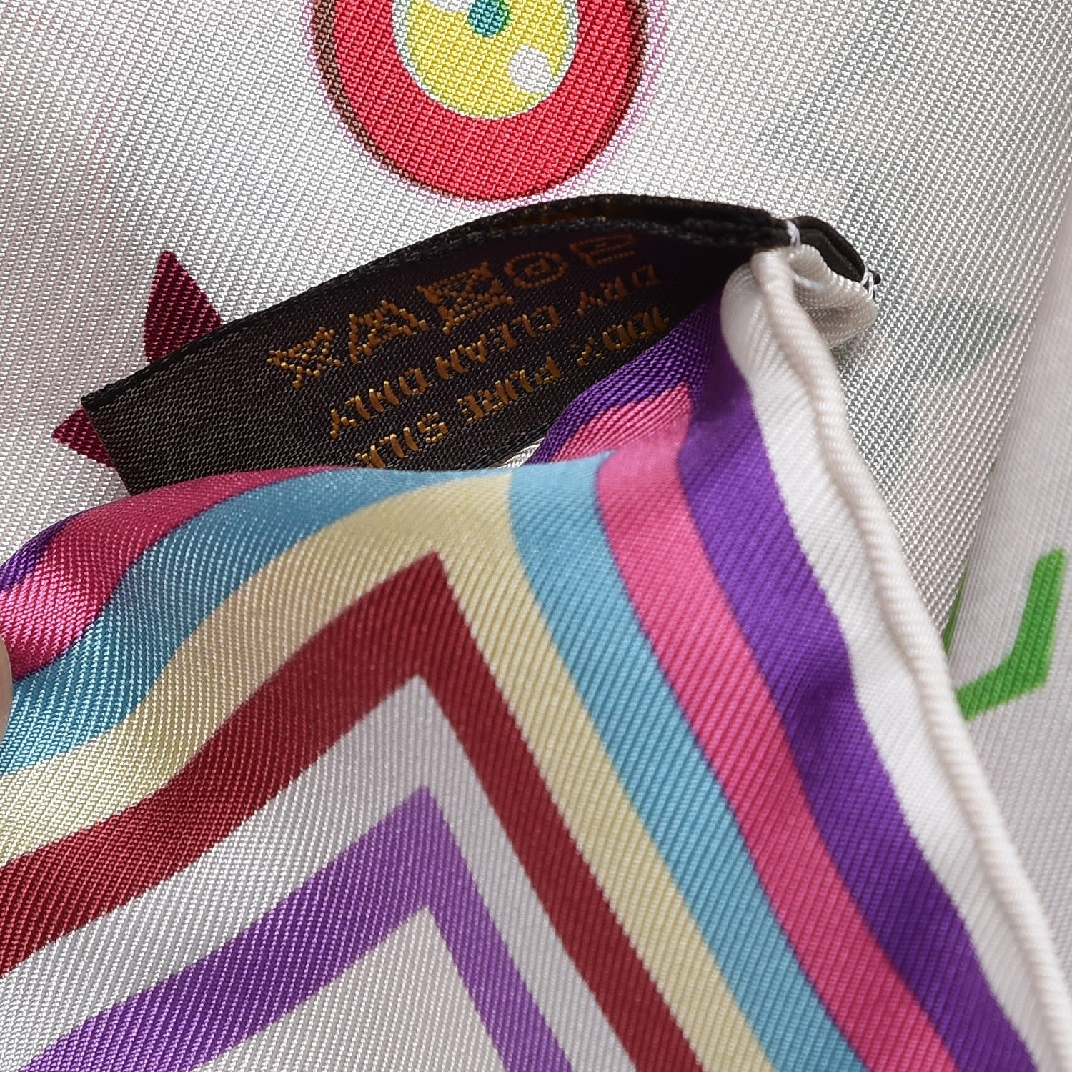Louis Vuitton Silk Multicolor Eye Love Scarf White 5 of 5