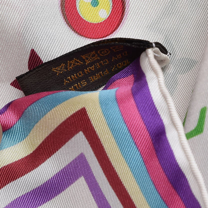 Louis Vuitton Silk Multicolor Eye Love Scarf White 5 of 5