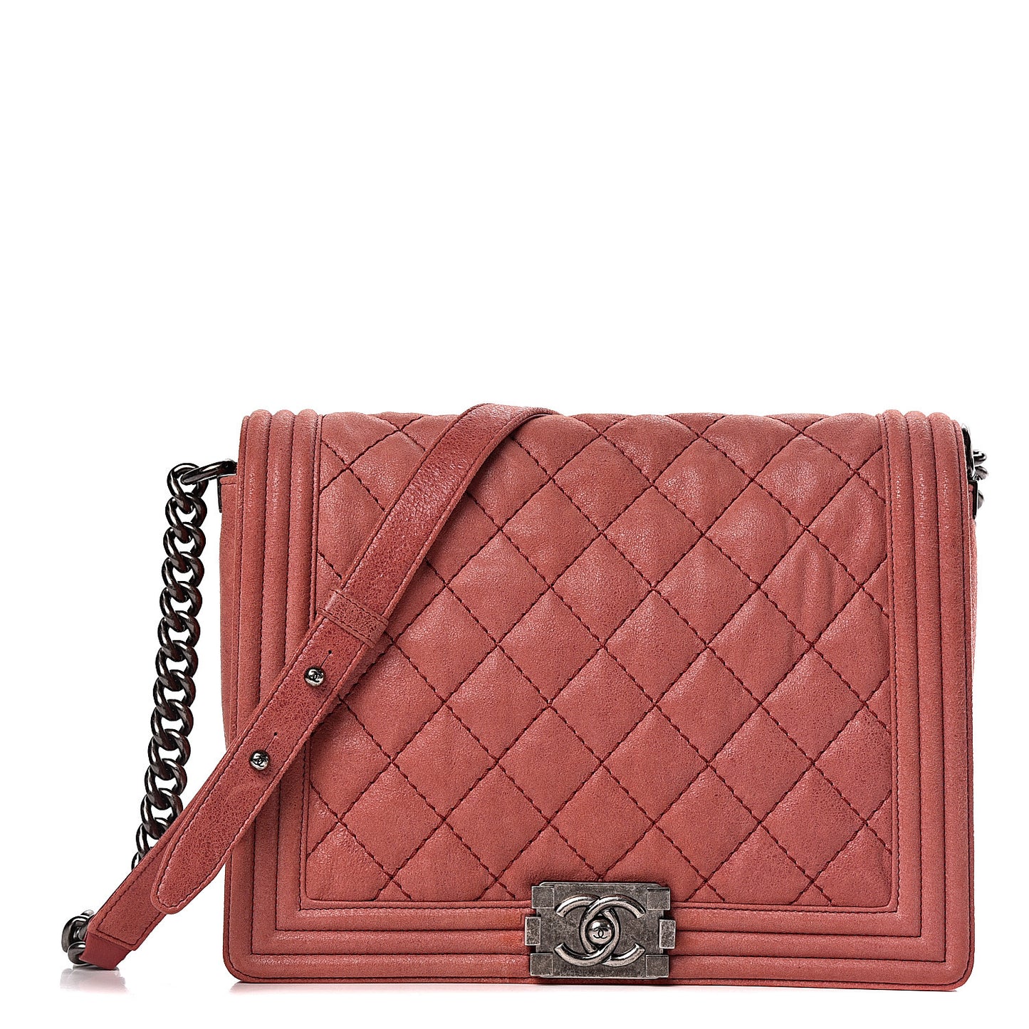 Iridescent Calfskin Quilted New Medium Gentle Boy Flap Red