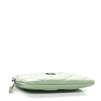 Chanel Lambskin Quilted Zip Card Holder Wallet  Green 4 of 9