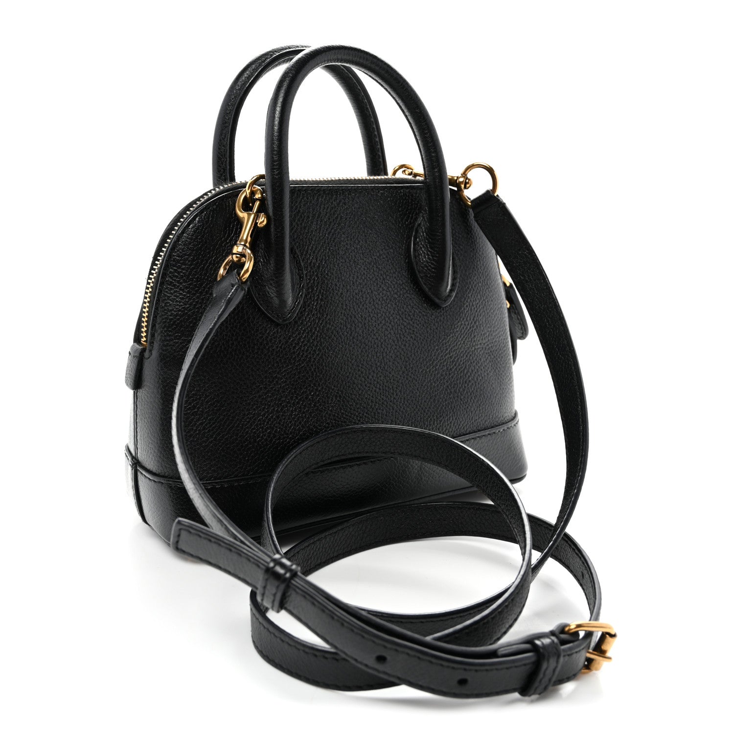 Balenciaga Signature Grained Calfskin Logo XXS Ville Top Handle Bag Black White 3 of 9