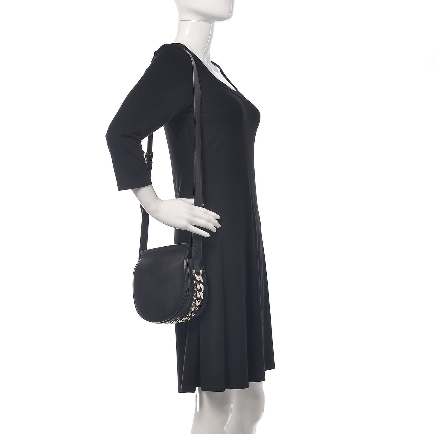 Calfskin Mini Infinity Saddle Bag Black