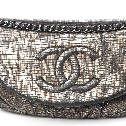 Chanel Iridescent Stamped Calfskin Half Moon Wallet On Chain WOC Silver 16 of 16