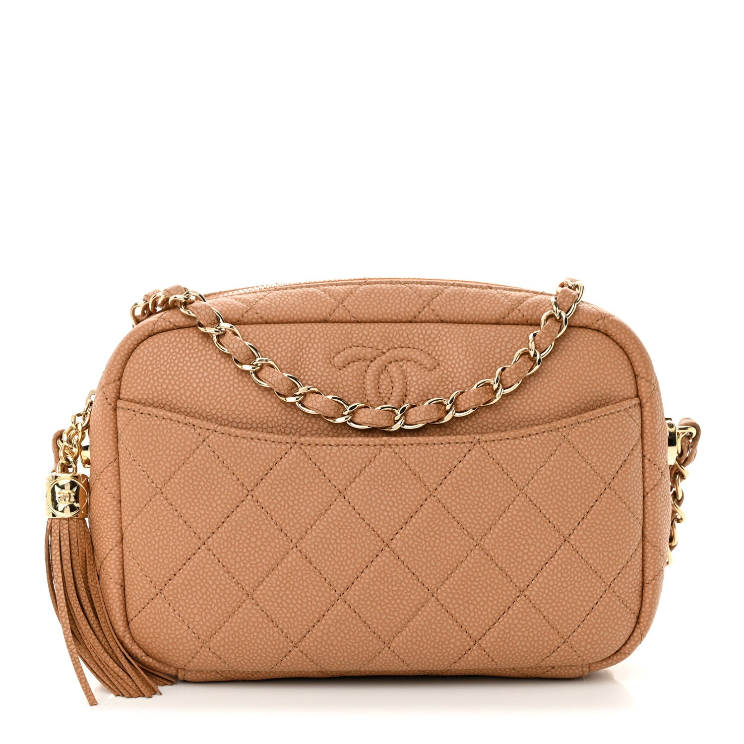 Chanel Caviar Quilted Coco Tassel Camera Case Beige 1 of 10