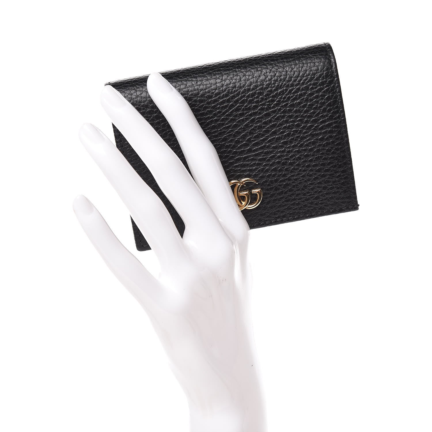 Gucci Pebbled Calfskin GG Marmont Card Case Black 2 of 8